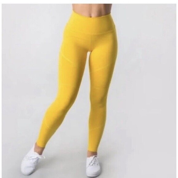 Alphalete OG Revival High Waisted Leggings in Yellow - Picture 1 of 9